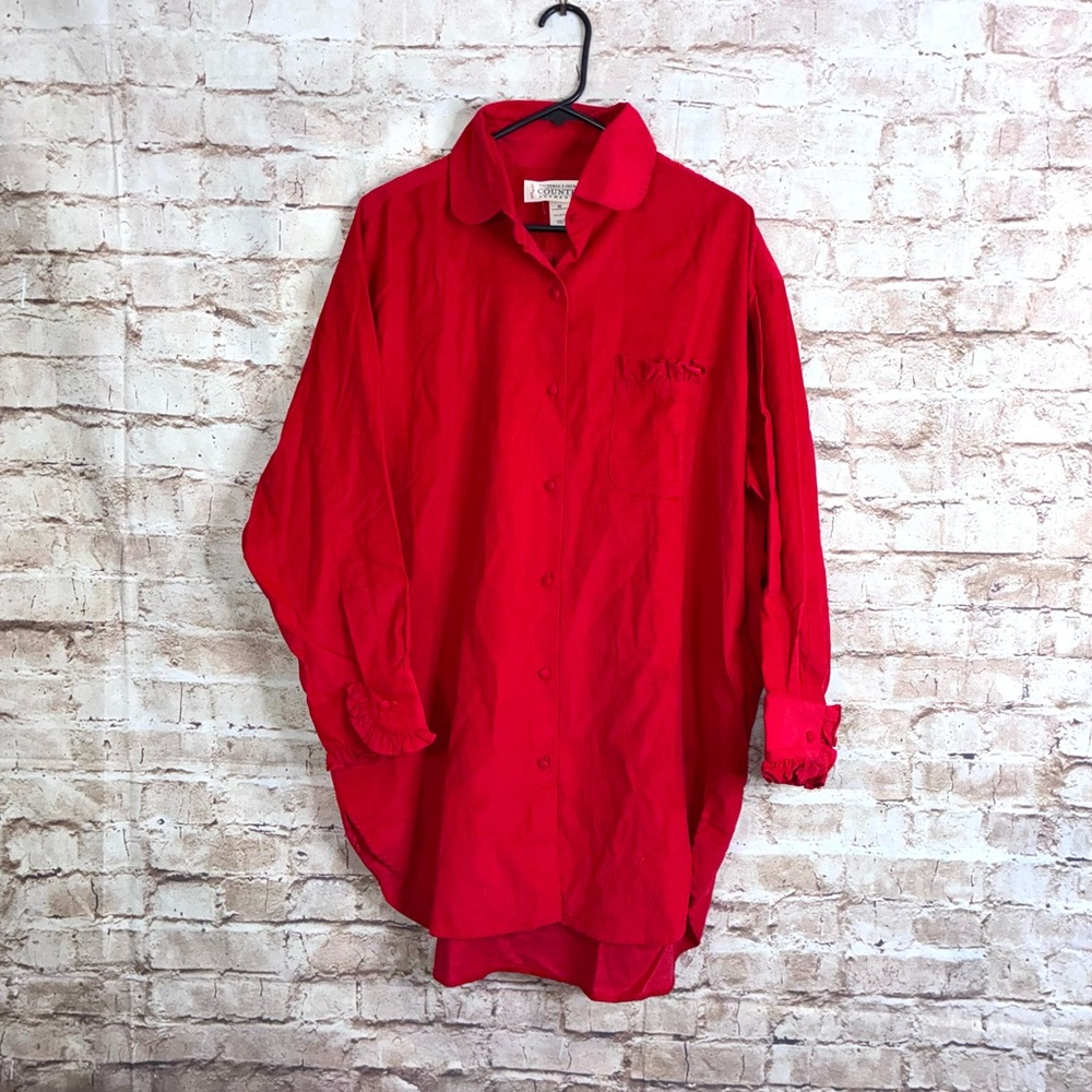 Vintage Victoria’s Secret Country Corduroy Sleep Shirt Size Medium in Red